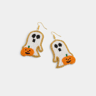 Beaded Festive Ghost Earring - White