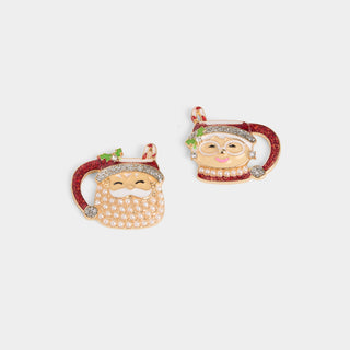 Mr & Mrs Clause Mug Earrings - Red
