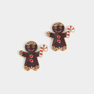 Gingerbread Man Earring - Brown