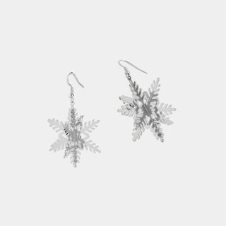 3D Snowflake Earring - Silver
