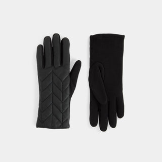 Matte Chevron Puffer Touchscreen Gloves - Black