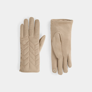 Matte Chevron Puffer Touchscreen Gloves - Tan