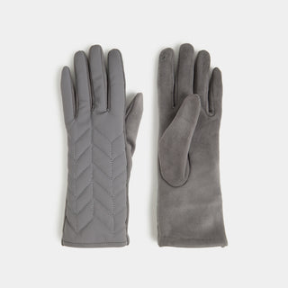 Matte Chevron Puffer Touchscreen Gloves - Grey