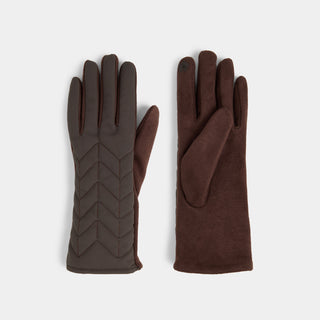 Matte Chevron Puffer Touchscreen Gloves - Chocolate