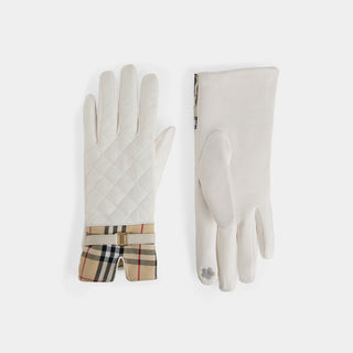 Plaid Puffer Touchscreen Gloves - Winter White