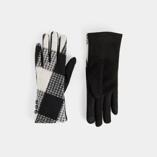 Large Checkered Touchscreen Gloves - Black/White