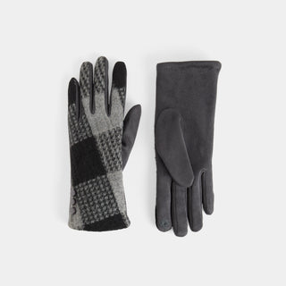 Large Checkered Touchscreen Gloves - Grey/Black