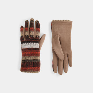Sweater Stripe Touchscreen Gloves - Burnt