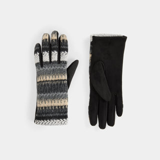 Sweater Stripe Touchscreen Gloves - Grey