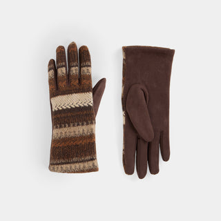 Sweater Stripe Touchscreen Gloves - Chocolate