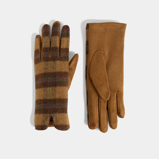 Classic Plaid Touchscreen Gloves - Brown