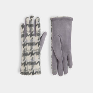 Houndstooth Touchscreen Gloves - Grey