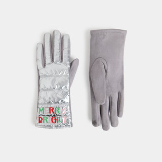 Merry and Bright Puffer Touchscreen Gloves - Silver