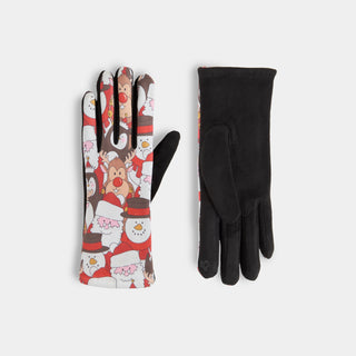 Santa and Friends Touchscreen Gloves - Black