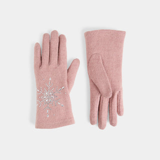 Christmas Snowflake Touchscreen Gloves - Blush