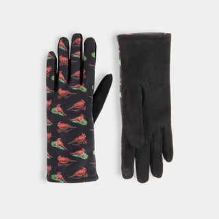 Cardinal Print Touchscreen Gloves - Black