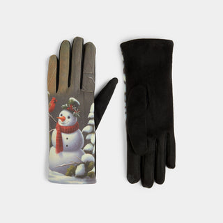 Snowmen Love Cardinals Touchscreen Gloves - Dusk