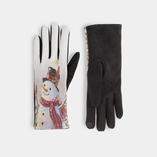 Snowmen Love Cardinals Touchscreen Gloves - Snowy Day