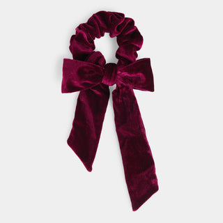 Velvet Bow Scrunchie - Wine
