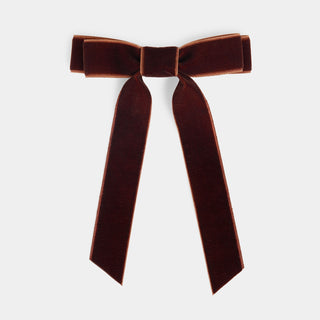 Velvet Bow Hair Clip - Chocolate