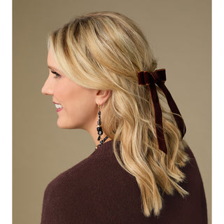 Velvet Bow Hair Clip - Chocolate