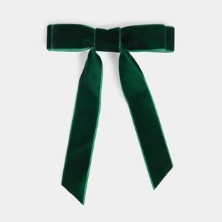 Velvet Bow Hair Clip - Evergreen