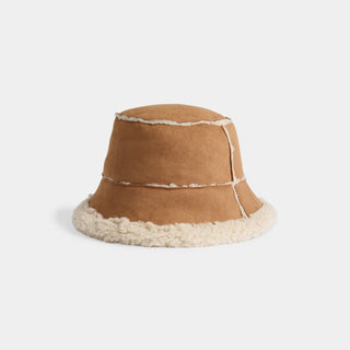 Sherpa Trim Bucket Hat - Cognac