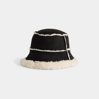 Sherpa Trim Bucket Hat - Black