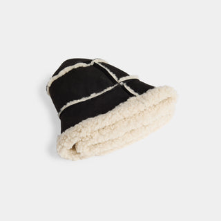 Sherpa Trim Bucket Hat - Black