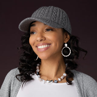 Sweater Knit Baseball Hat - Grey
