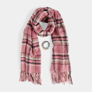 Woven Scarf + Bracelet Set - Dusty Pink