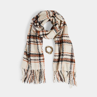 Woven Scarf + Bracelet Set - Winter White