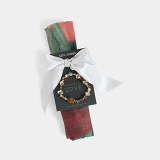 Knit Scarf + Bracelet Set - Green Strokes