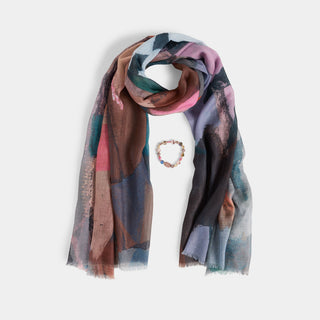Knit Scarf + Bracelet Set - Multi Strokes