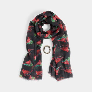 Cardinal Scarf + Bracelet Set - Black
