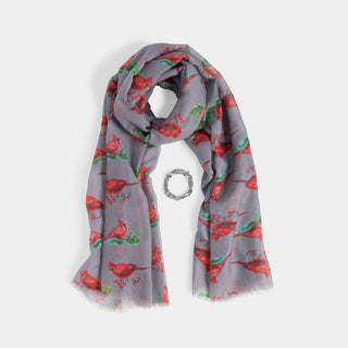 Cardinal Scarf + Bracelet Set - Grey