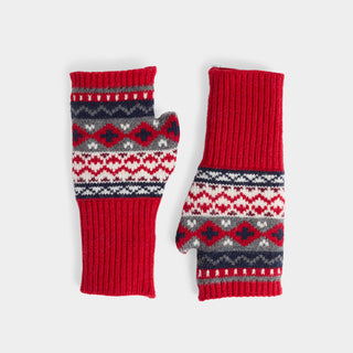 Neva Knit Fingerless Gloves - Red