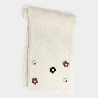 Flower Embellished Scarf - Winter White