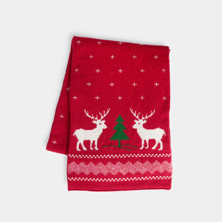 Reindeer Knit Scarf - Jolly Red