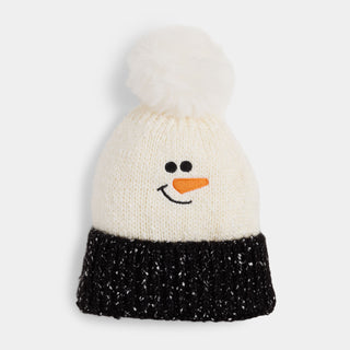 Marled Snowman Knit Hat - Winter White