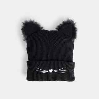 Kitty Ears Knit Hat - Black