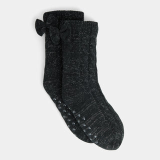 Bow Back Slipper Socks - Black