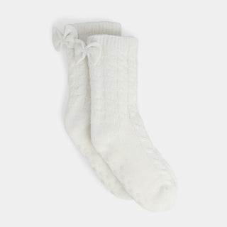Bow Back Slipper Socks - Winter White