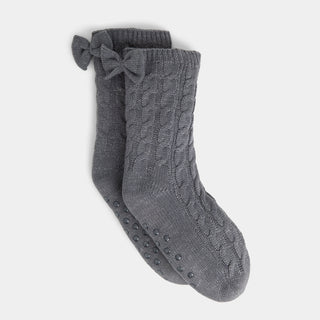Bow Back Slipper Socks - Grey