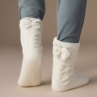 Bow Back Slipper Socks - Grey