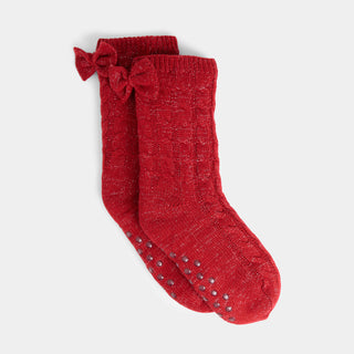 Bow Back Slipper Socks - Red