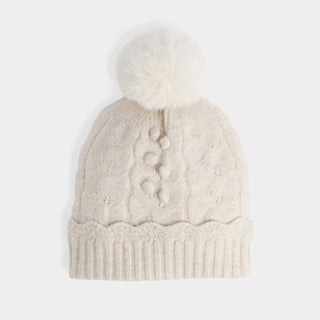 Sweet Scallop Knit Hat - Cream