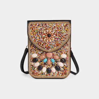 Artisan Beaded Crossbody - Black/White Marble