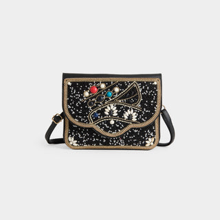 Artisan Beaded Envelope Crossbody - Black/White
