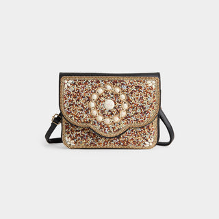 Artisan Beaded Envelope Crossbody - Tan Marble